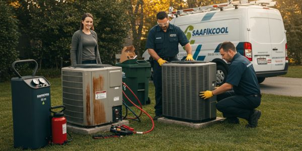 Air conditioner replacement service Johannesburg — old unit removed and new energy-efficient system installed